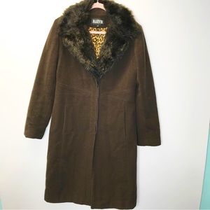 Marvin Richards Vintage brown wool long coat fur XL